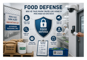 Food Defense là hệ thống bảo vệ thực phẩm khỏi các hành vi phá hoại, đầu độc hoặc can thiệp có chủ đích. Tìm hiểu sự khác biệt giữa Food Defense và Food Safety.