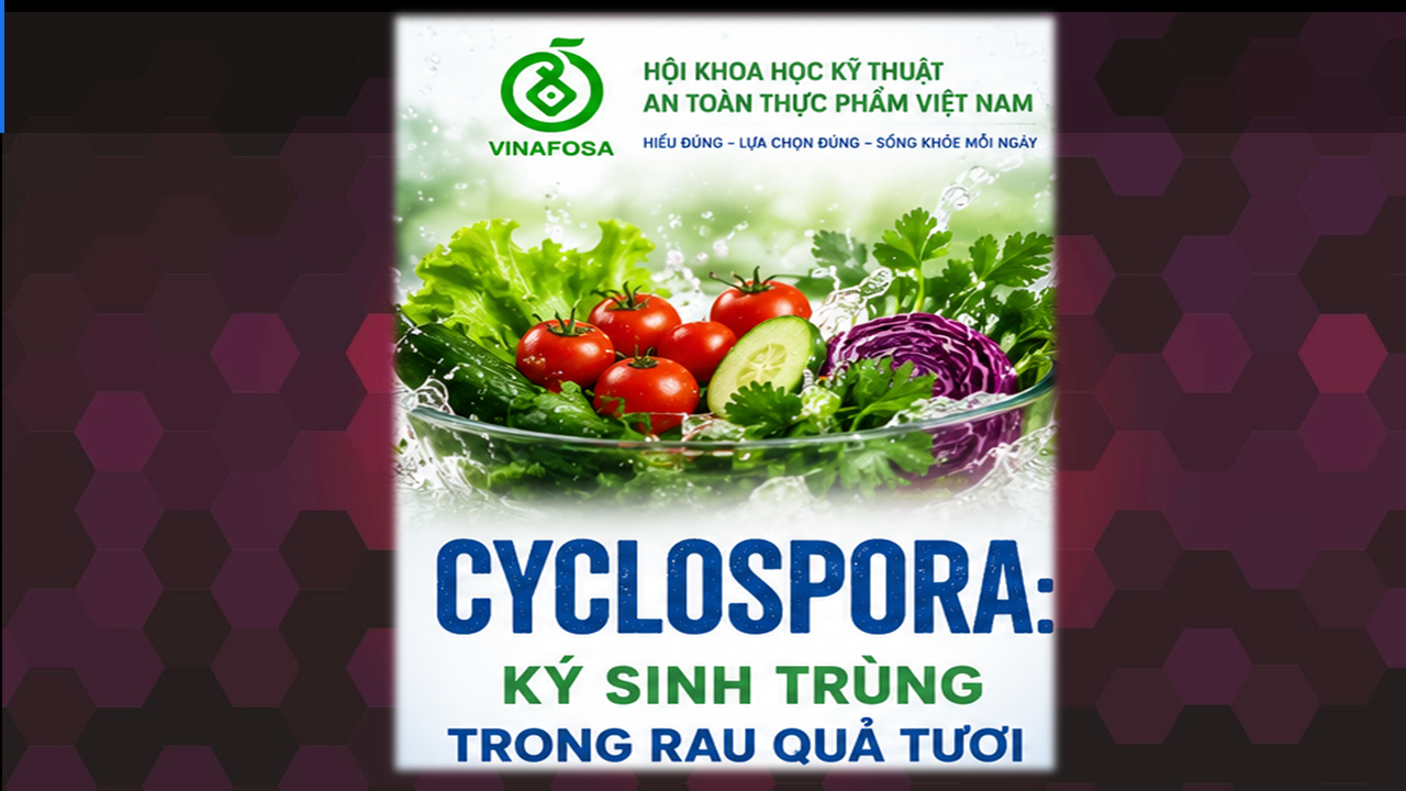 Cyclospora cayetanensis là ký sinh trùng gây tiêu chảy liên quan đến rau quả tươi và nước ô nhiễm. VINAFOSA phân tích nguồn lây, triệu chứng và biện pháp phòng ngừa theo góc nhìn khoa học.
