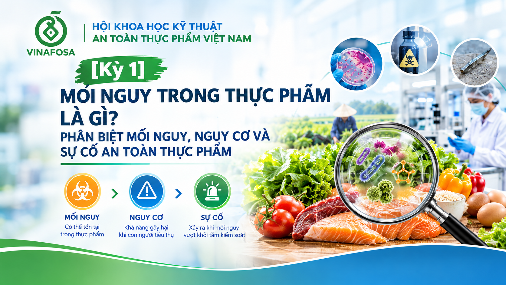 Mối nguy trong thực phẩm khác nhau thế nào? Tìm hiểu hazard, risk, sự cố an toàn thực phẩm và cách đánh giá nguy cơ đúng khoa học.